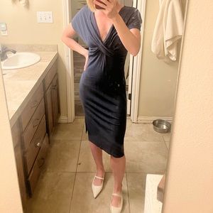 Amour Vert Francesca navy blue midi dress, size small, modal cotton spandex